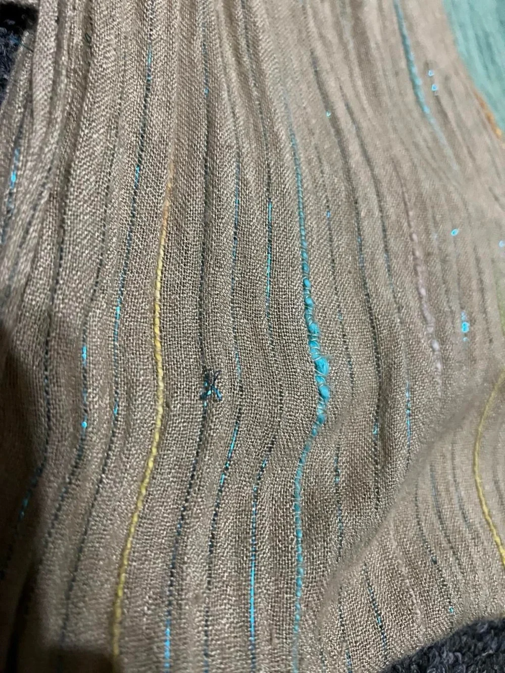 Light Green and Tan Women's Lightweight Sparkly Scarf